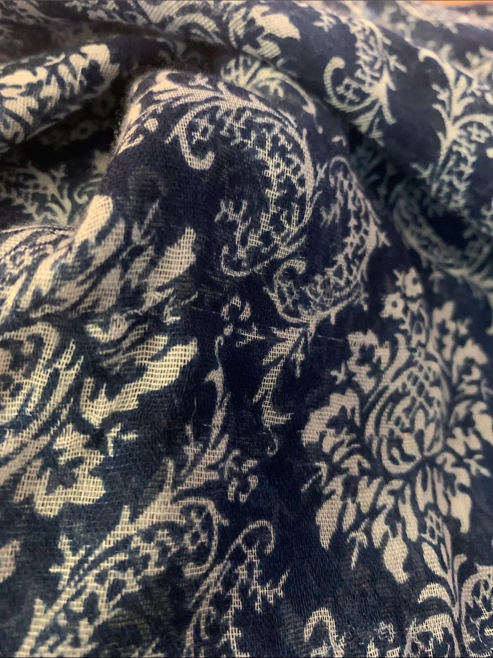 2/$5 Navy Blue and white Damask Paisley Infinity Scarf